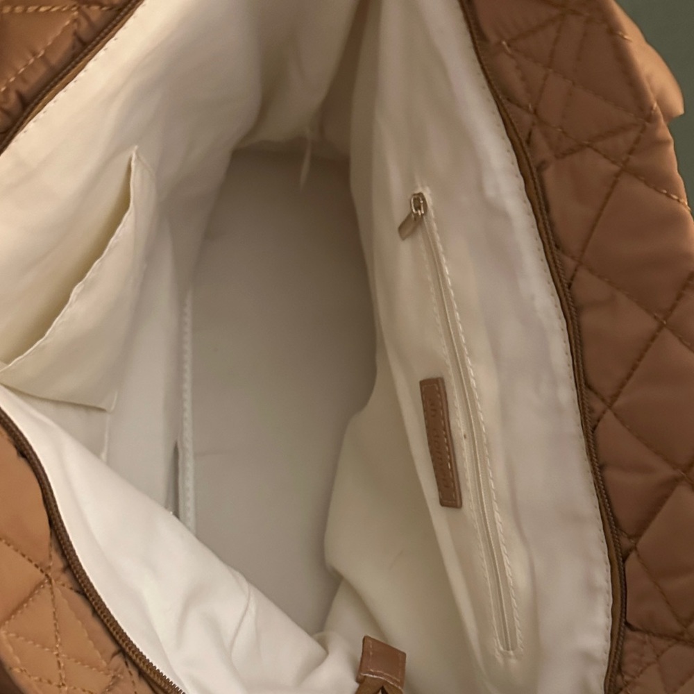 Ahdorned Quilted Tan Tote Bag Set - Picture 7 of 12